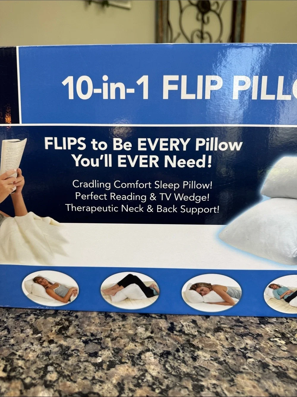 Trend makers Contour 10-in-1 Flip Pillow - White Support Pillow NEW